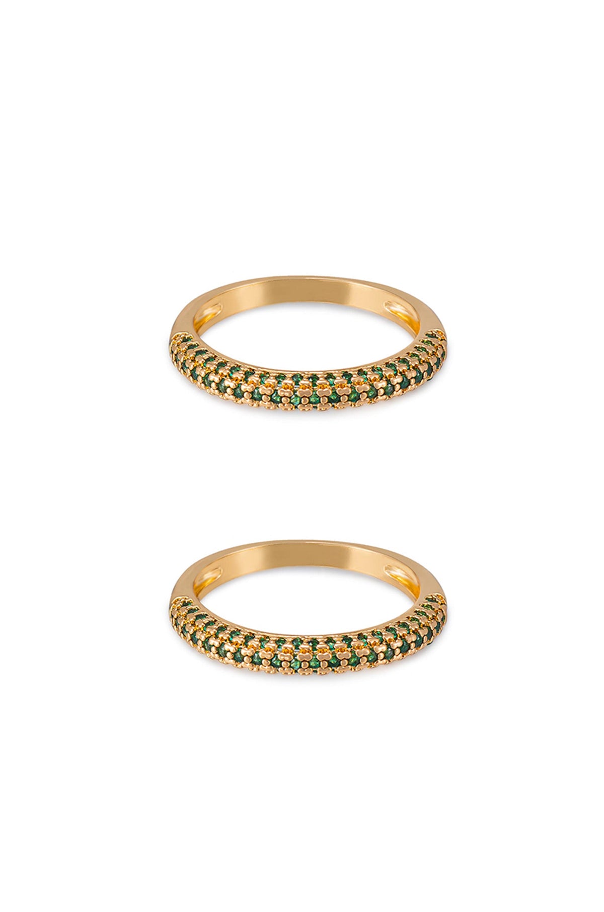 Simple Sparkle Band Ring Set - Black Crystal with 18k Gold Plating | Ettika