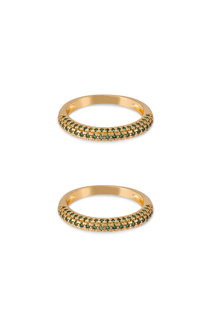 Simple Sparkle Band Ring Set - Black Crystal with 18k Gold Plating | Ettika