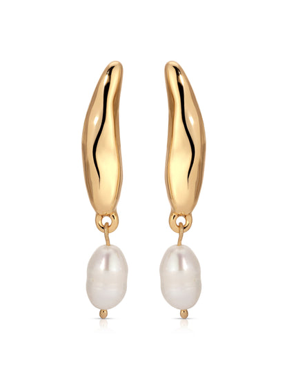 Liquid Luxe Pearl Earrings - Pearl with 18k Gold Plating | Ettika