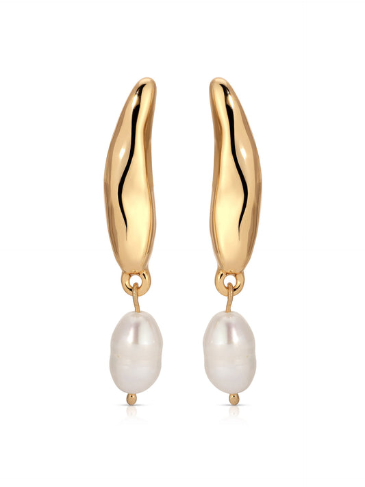 Liquid Luxe Pearl Earrings - Pearl with 18k Gold Plating | Ettika