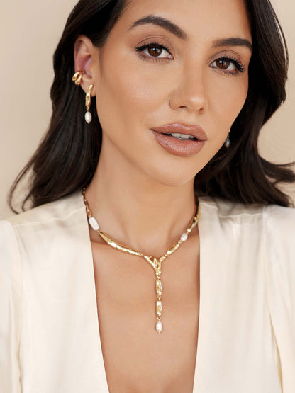 Liquid Luxe Pearl Earrings - Pearl with 18k Gold Plating | Ettika
