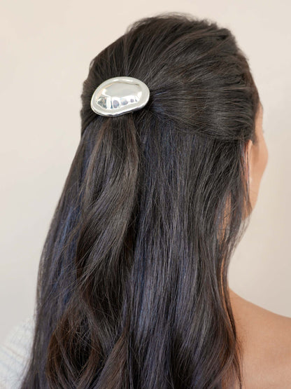 Oval Luxe Barrette - Silver Plated | Ettika