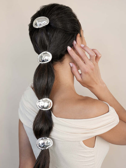 Oval Luxe Barrette - Silver Plated | Ettika