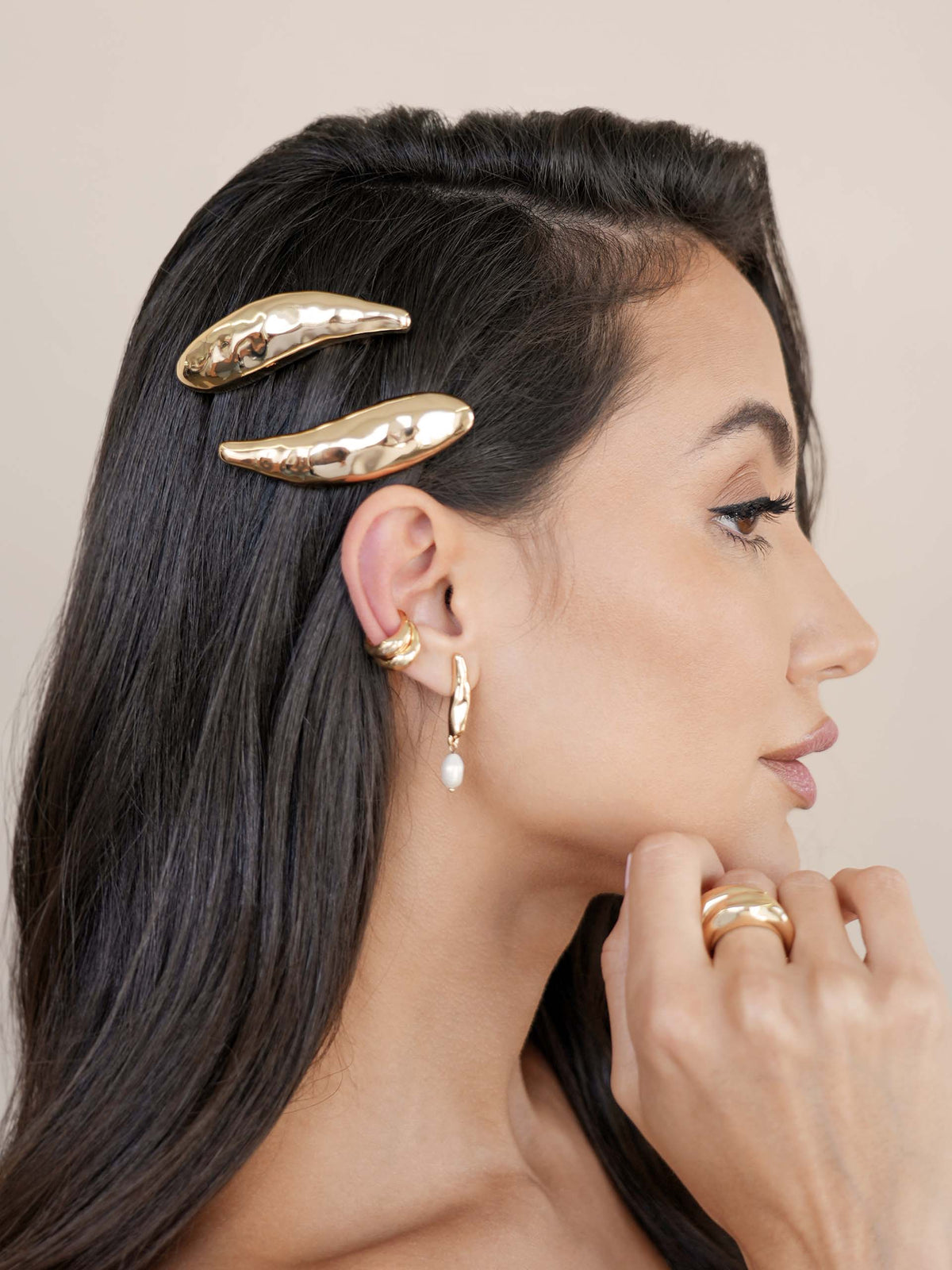 Liquid Luxe Barrette Set - Gold Tone | Ettika