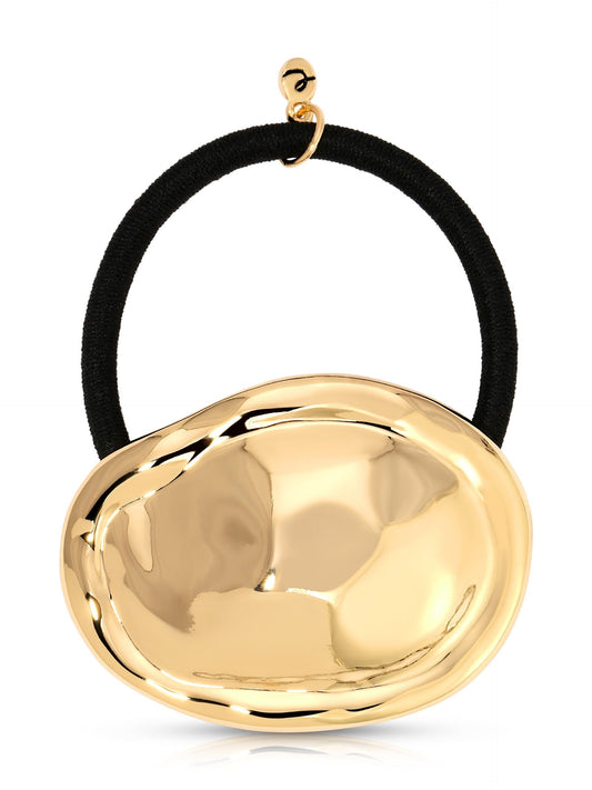 Liquid Luxe Hair Tie - Gold Tone with Black Elastic | Ettika