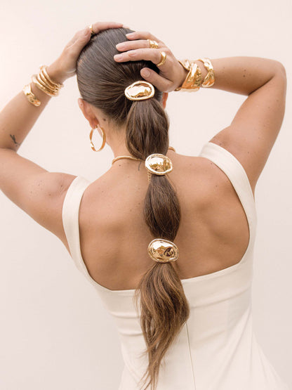 Liquid Luxe Hair Tie - Gold Tone with Black Elastic | Ettika