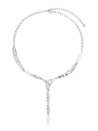 Liquid Melt and Pearl Lariat - 18k Gold Plated | Ettika
