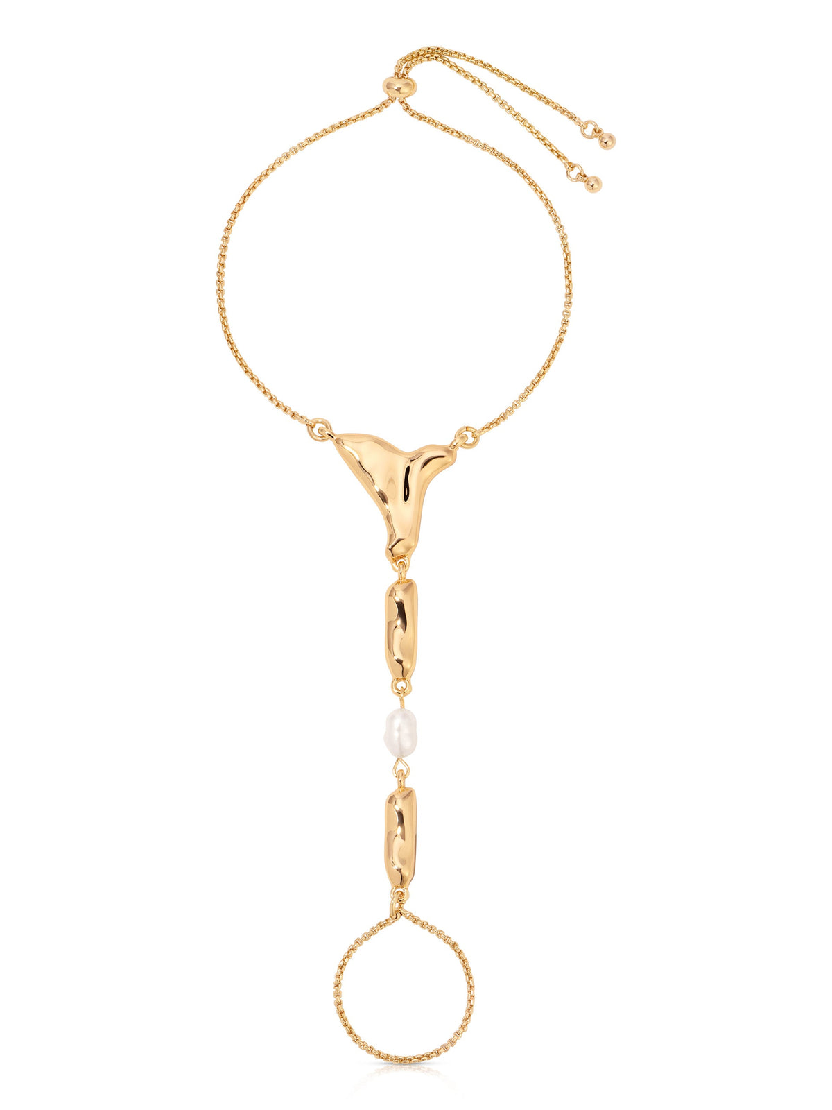Liquid Metal Hand Chain - Pearl with 18k Gold Plating | Ettika