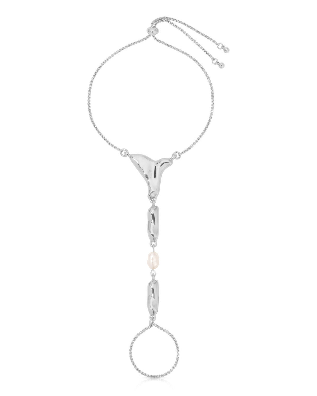 Liquid Metal Hand Chain - Pearl with 18k Gold Plating | Ettika