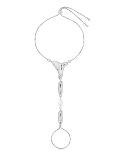 Liquid Metal Hand Chain - Pearl with 18k Gold Plating | Ettika