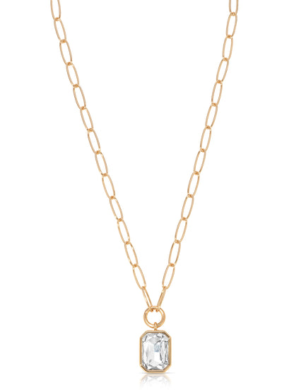 Deco Pendant Necklace - Clear Crystal with 18k Gold Plating | Ettika