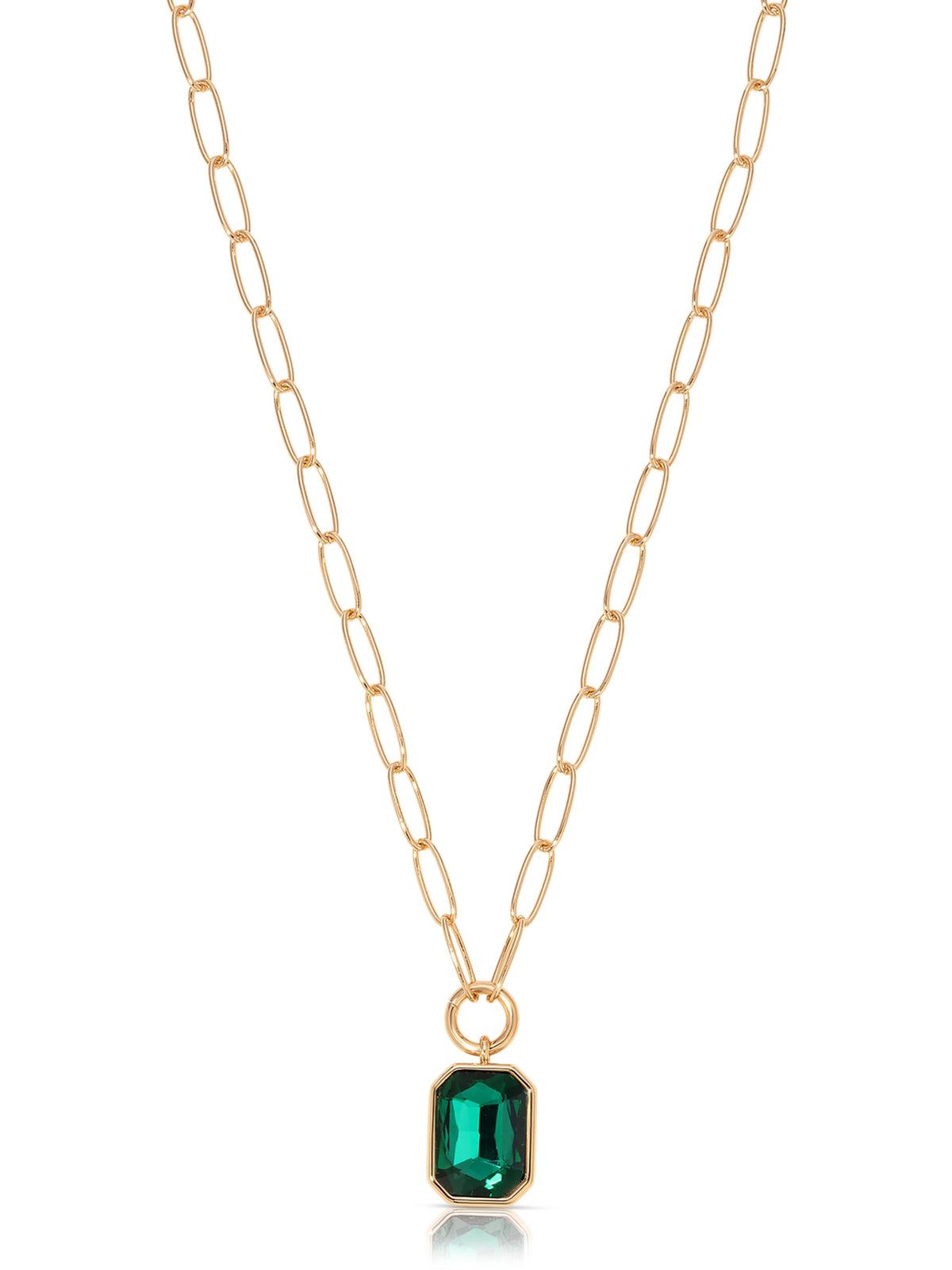 Deco Pendant Necklace - Clear Crystal with 18k Gold Plating | Ettika