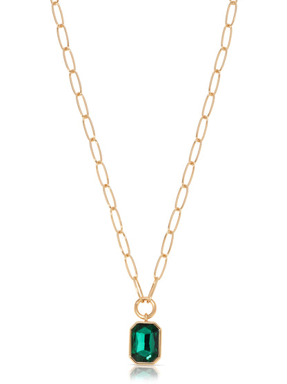 Deco Pendant Necklace - Clear Crystal with 18k Gold Plating | Ettika
