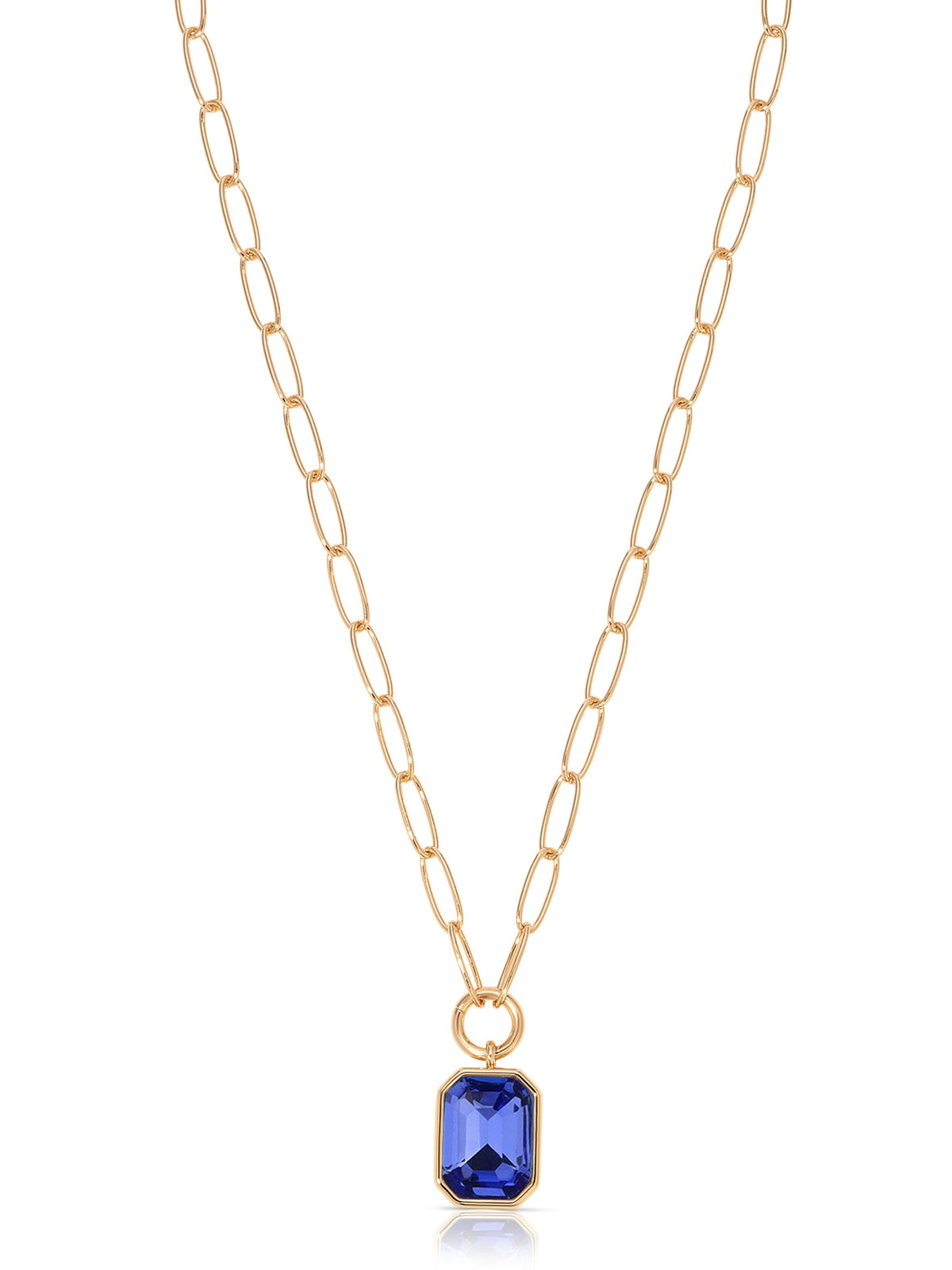 Deco Pendant Necklace - Clear Crystal with 18k Gold Plating | Ettika