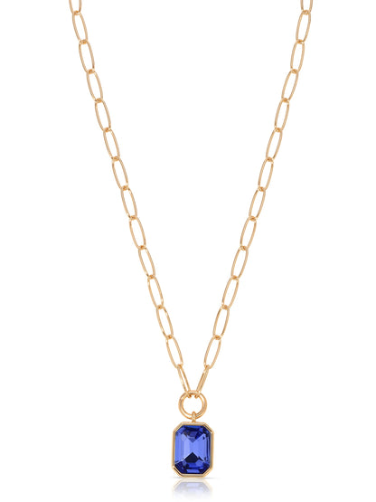 Deco Pendant Necklace - Clear Crystal with 18k Gold Plating | Ettika