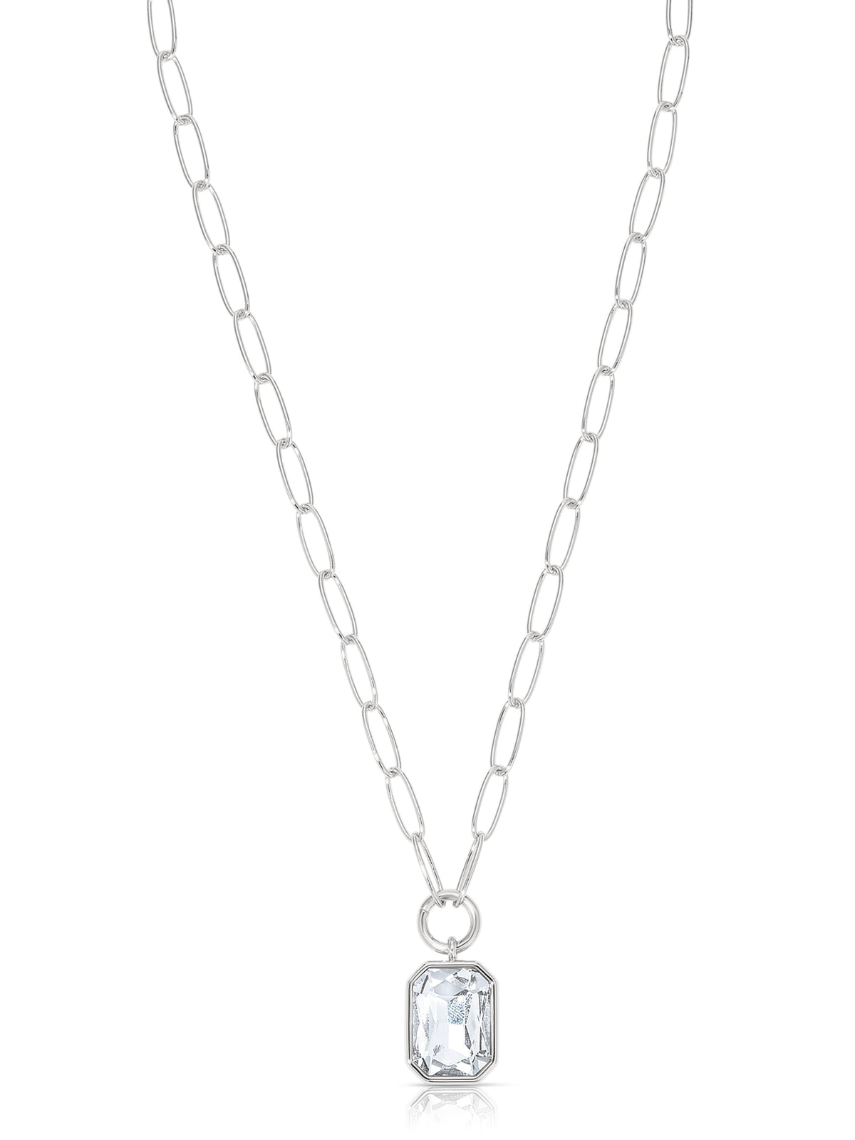 Deco Pendant Necklace - Clear Crystal with 18k Gold Plating | Ettika