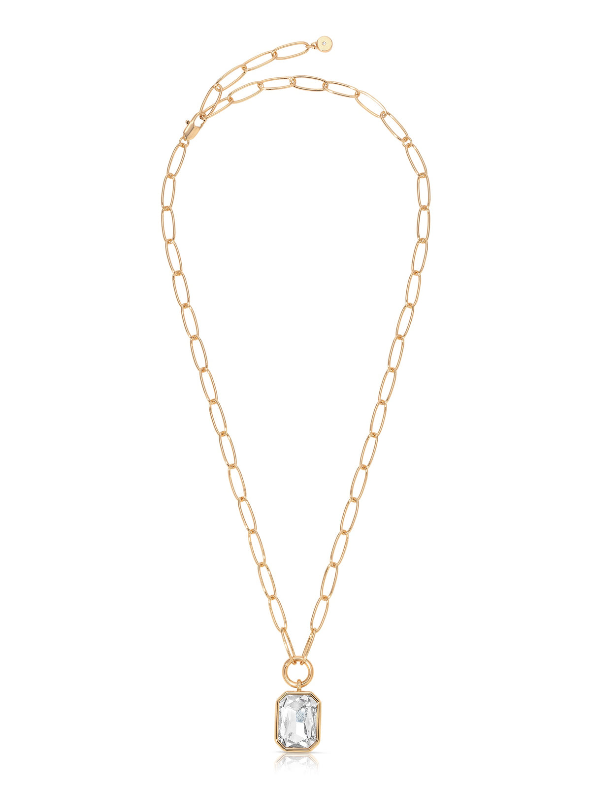 Deco Pendant Necklace - Clear Crystal with 18k Gold Plating | Ettika