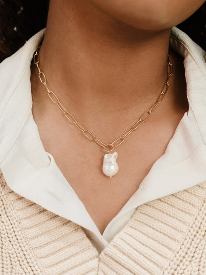 Single Pearl Chain Necklace - Pearl with Silver Plating | Ettika