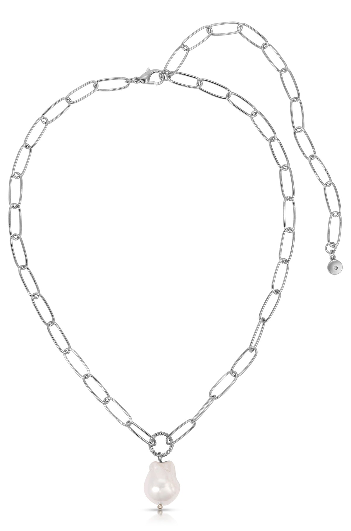 Single Pearl Chain Necklace - Pearl with Silver Plating | Ettika