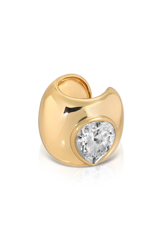 Bold Crystal Ear Cuff - Clear Crystal with 18k Gold Plating | Ettika