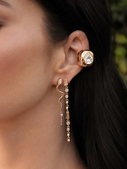 Bold Crystal Ear Cuff - Clear Crystal with 18k Gold Plating | Ettika