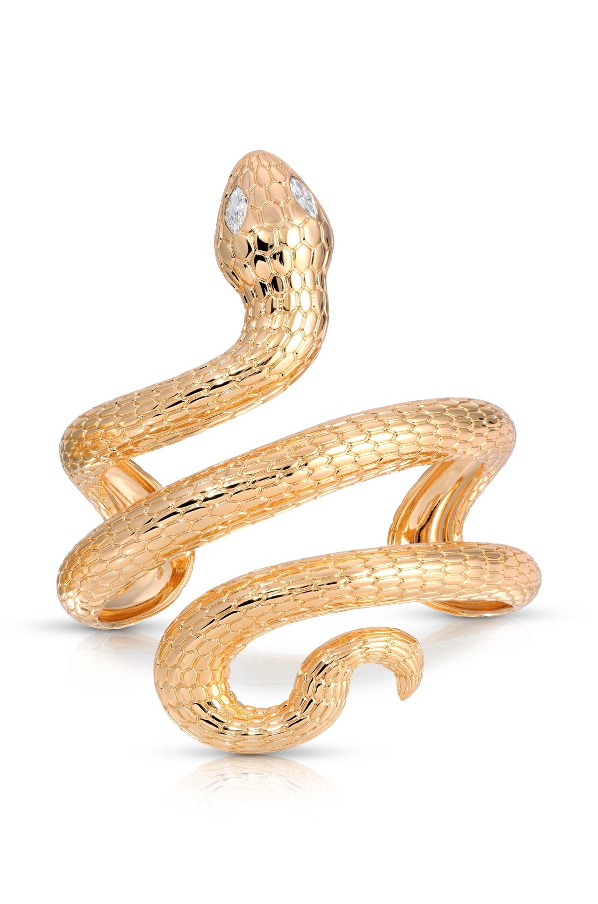Serpentina Snake Cuff - Clear Crystal with 18k Gold Plating | Ettika