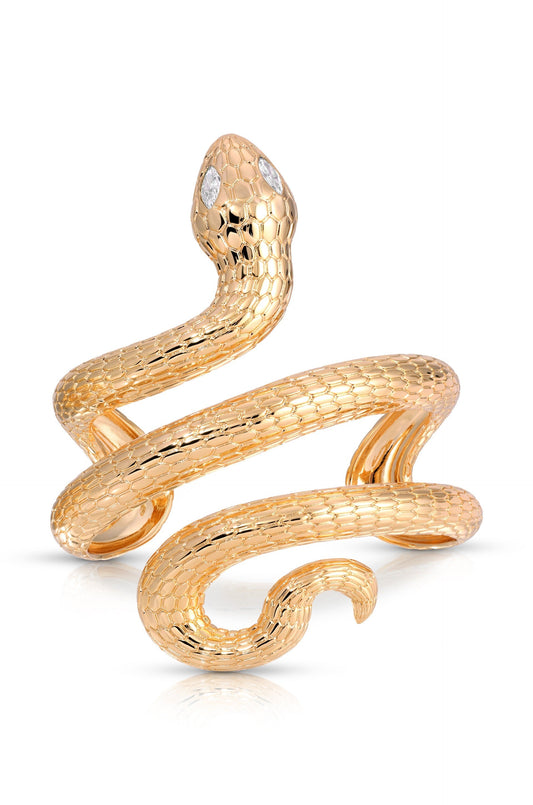 Serpentina Snake Cuff - Clear Crystal with 18k Gold Plating | Ettika