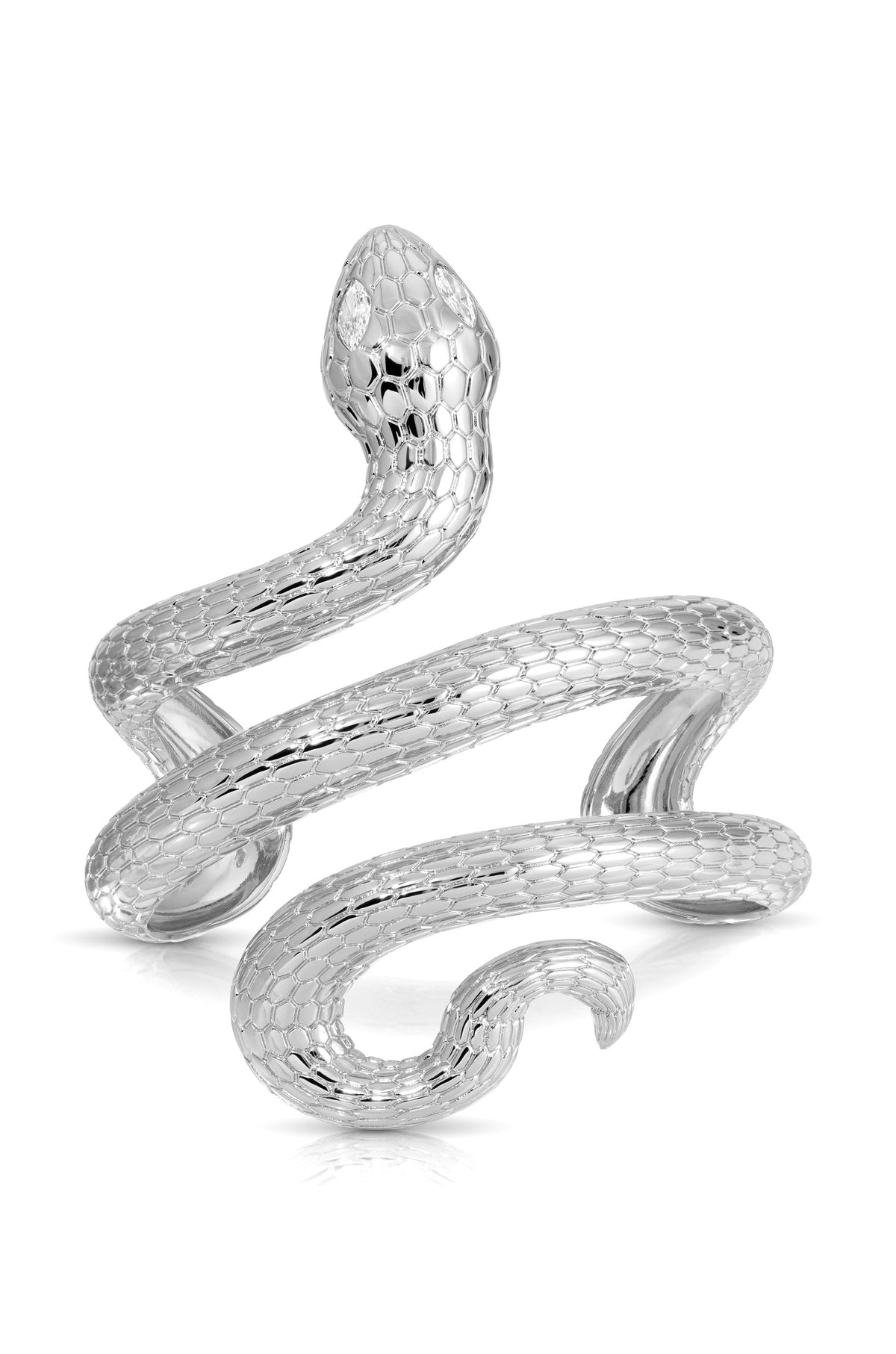 Serpentina Snake Cuff - Clear Crystal with 18k Gold Plating | Ettika