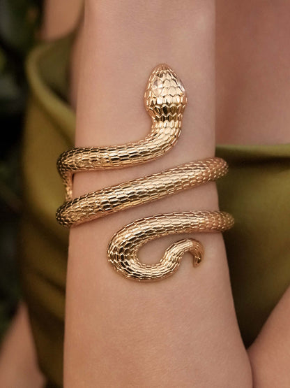 Serpentina Snake Cuff - Clear Crystal with 18k Gold Plating | Ettika