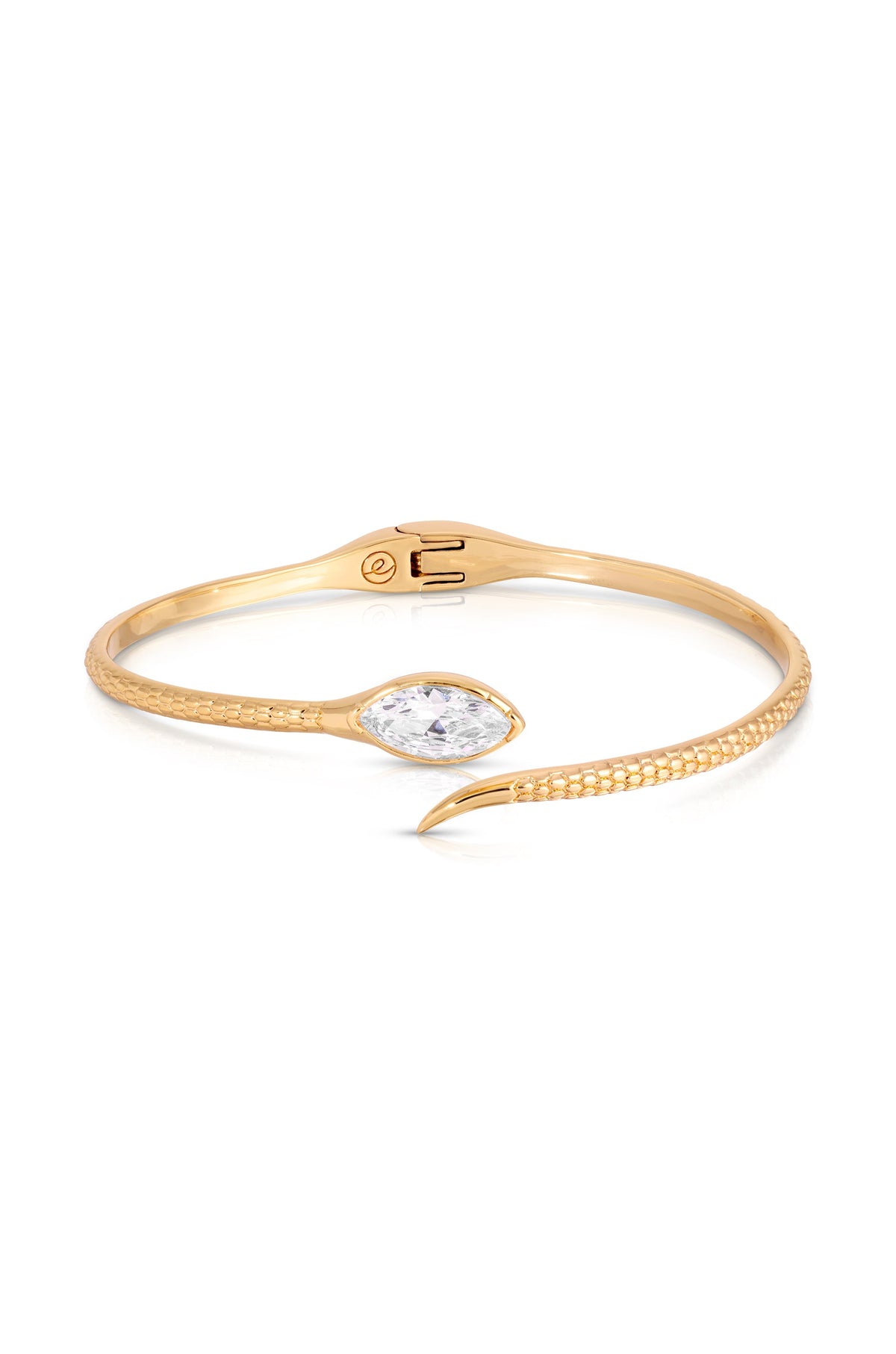 Marquise Snake Cuff Bracelet - Clear Crystal with 18k Gold Plating | Ettika