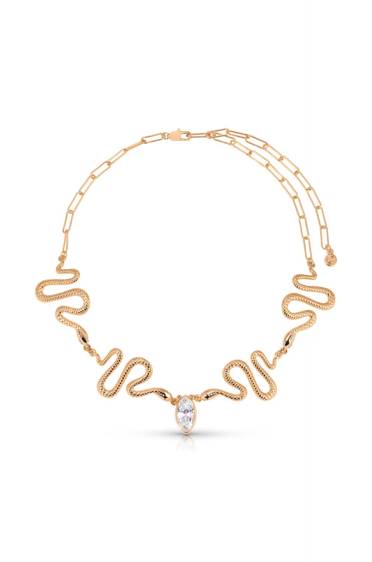 Serpentina Snake Choker - Clear Crystal with 18k Gold Plating | Ettika