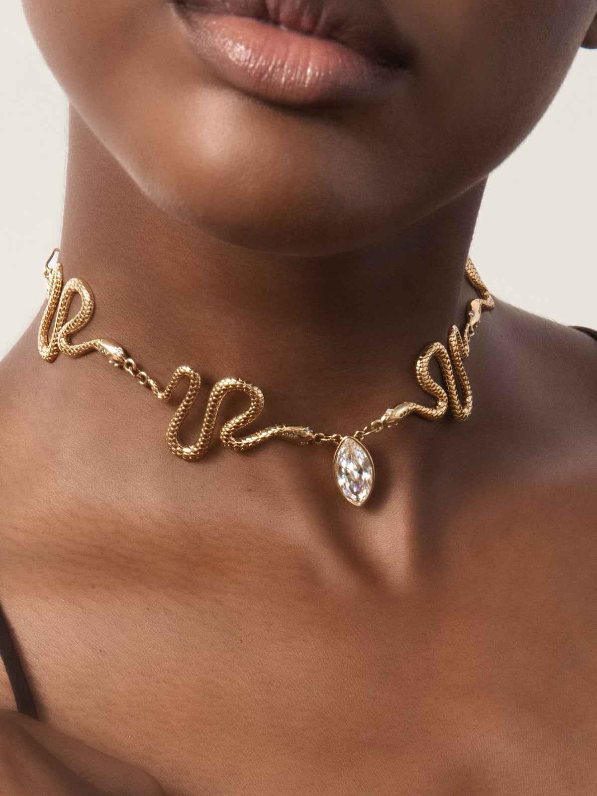 Serpentina Snake Choker - Clear Crystal with 18k Gold Plating | Ettika