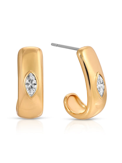 Marquise Crystal Hoops - Clear Crystal with 18k Gold Plating | Ettika