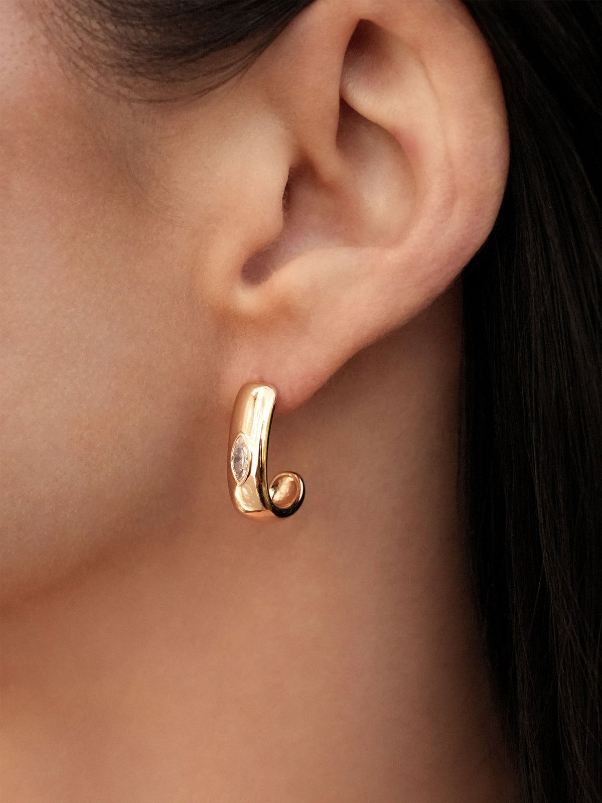 Marquise Crystal Hoops - Clear Crystal with 18k Gold Plating | Ettika