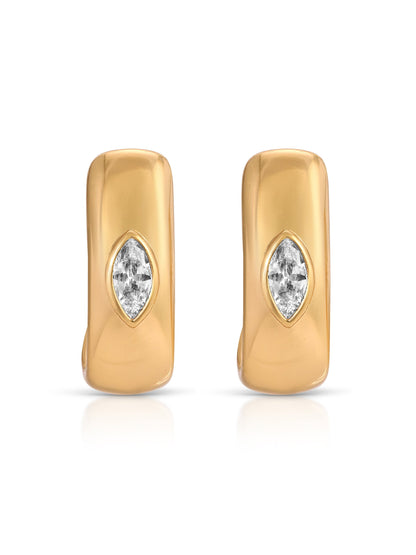 Marquise Crystal Hoops - Clear Crystal with 18k Gold Plating | Ettika