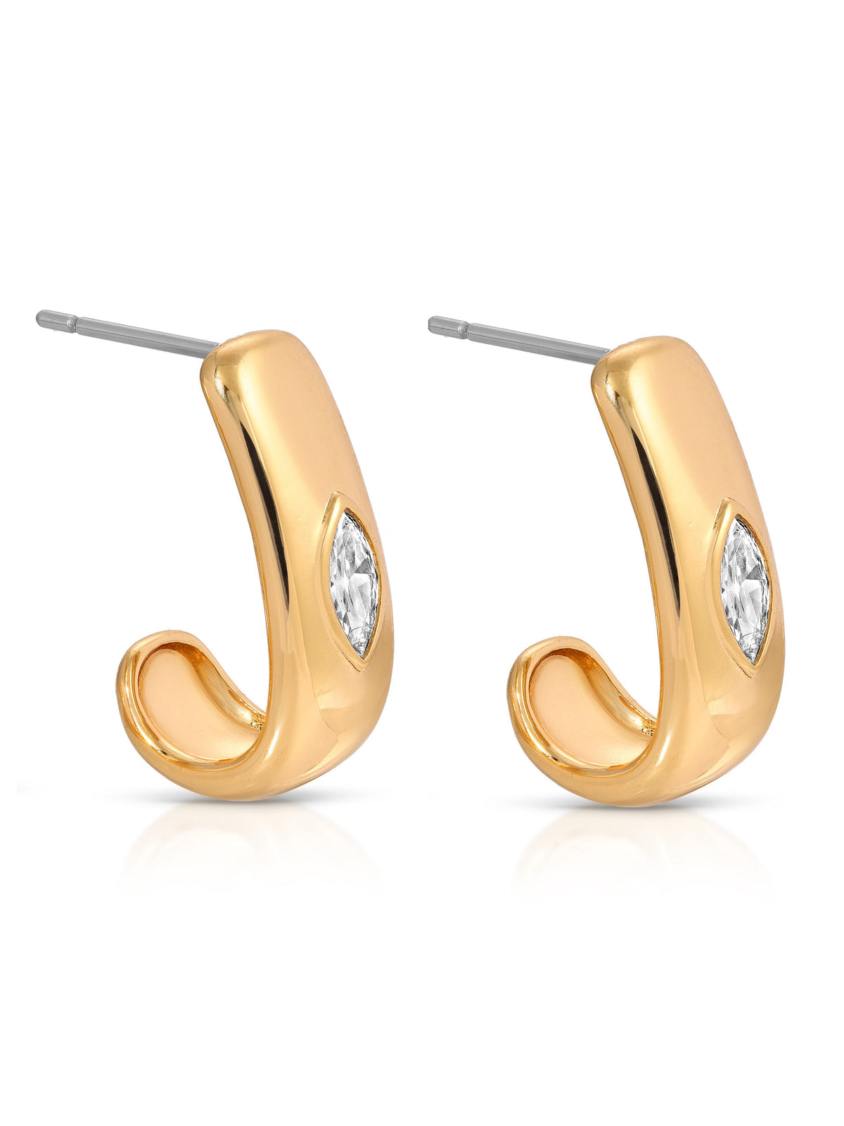 Marquise Crystal Hoops - Clear Crystal with 18k Gold Plating | Ettika