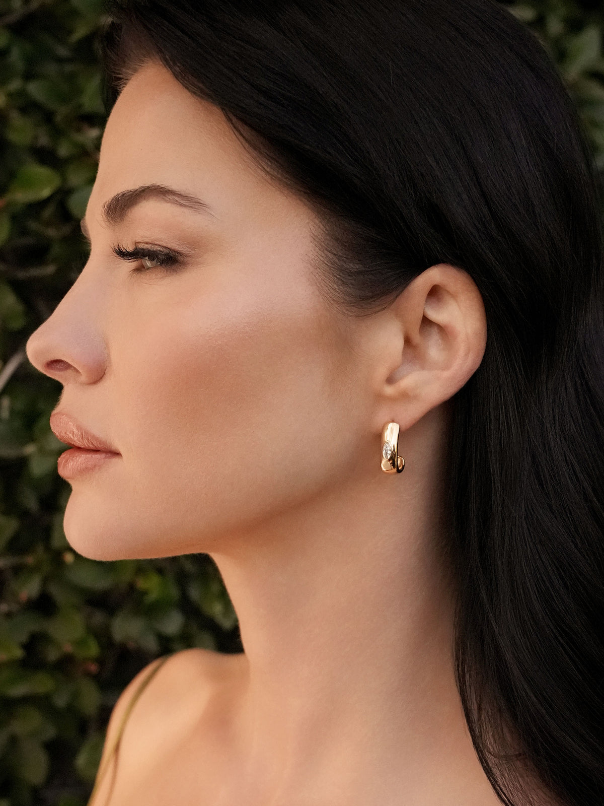 Marquise Crystal Hoops - Clear Crystal with 18k Gold Plating | Ettika