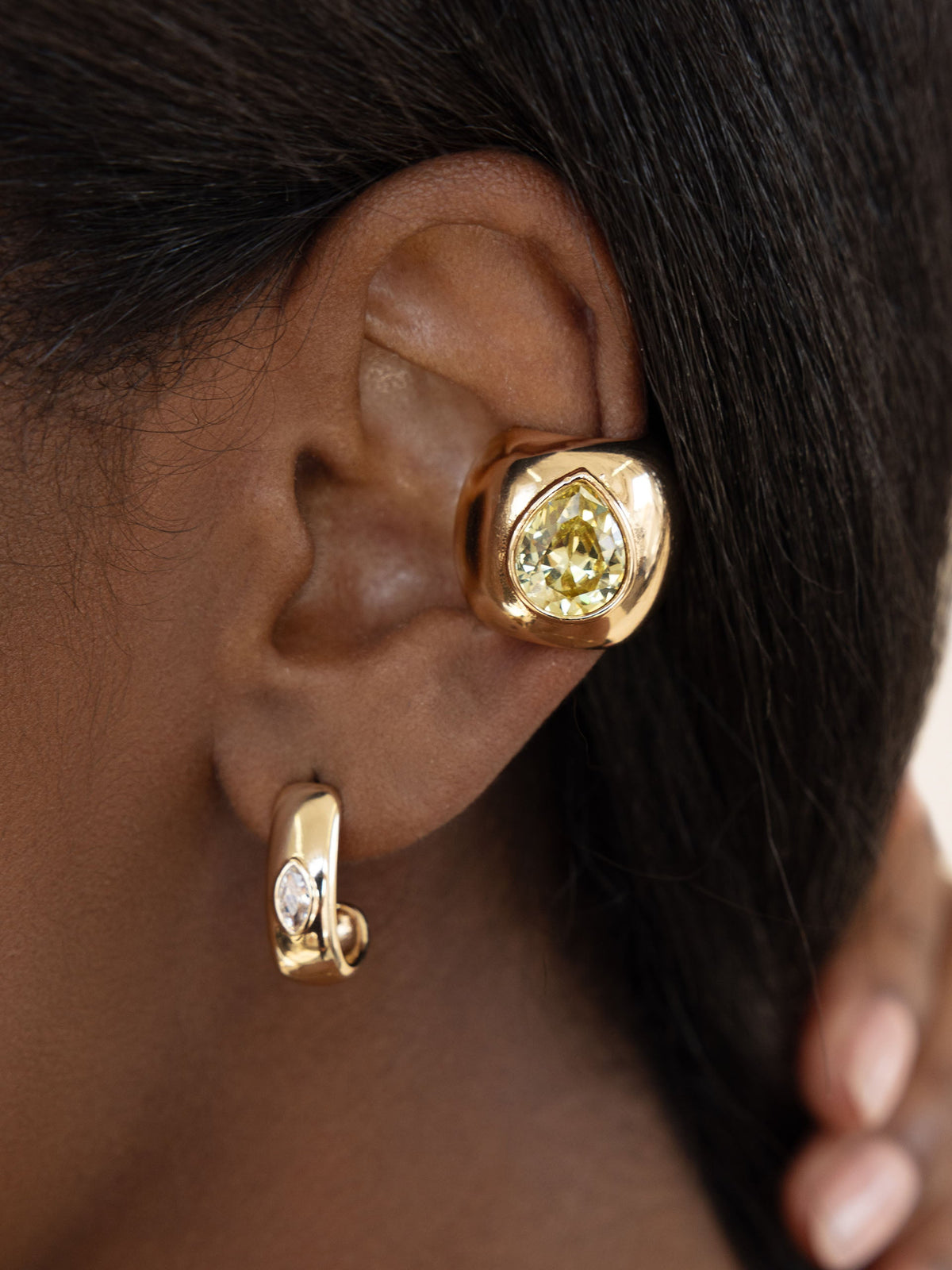 Marquise Crystal Hoops - Clear Crystal with 18k Gold Plating | Ettika