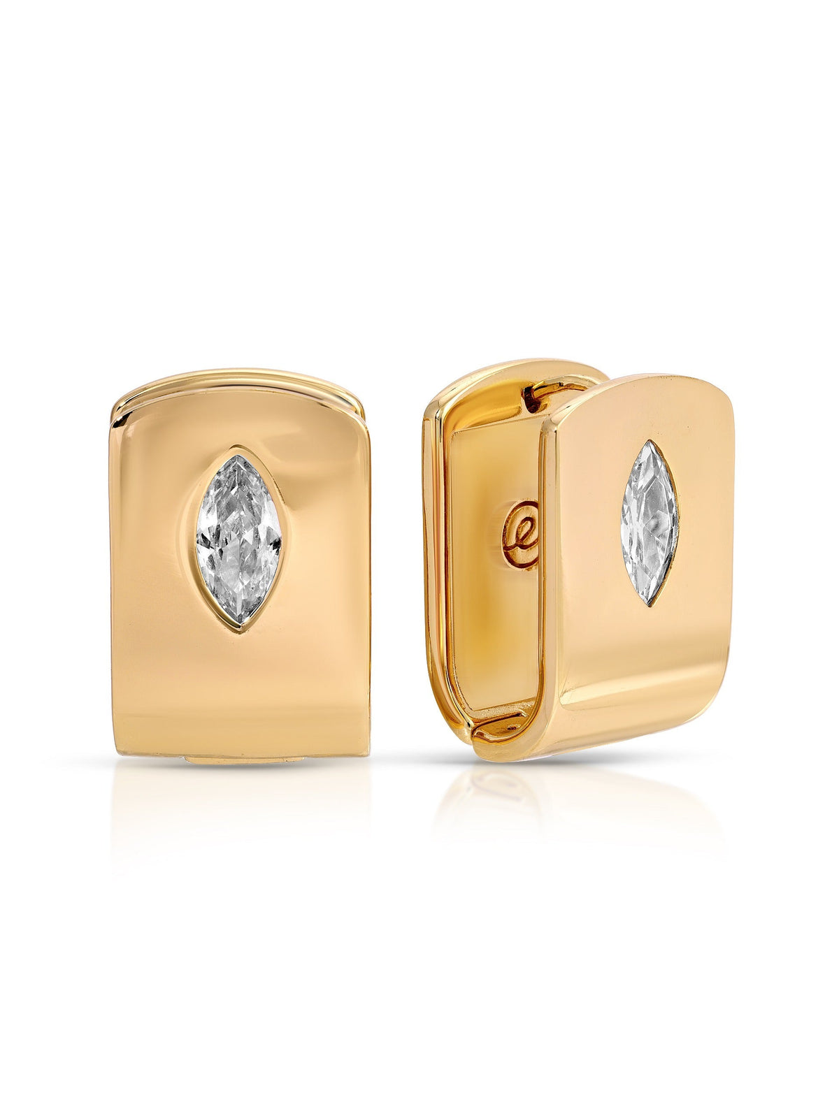 Marquise Crystal Huggies - Clear Crystal with 18k Gold Plating | Ettika
