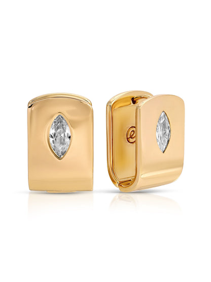Marquise Crystal Huggies - Clear Crystal with 18k Gold Plating | Ettika