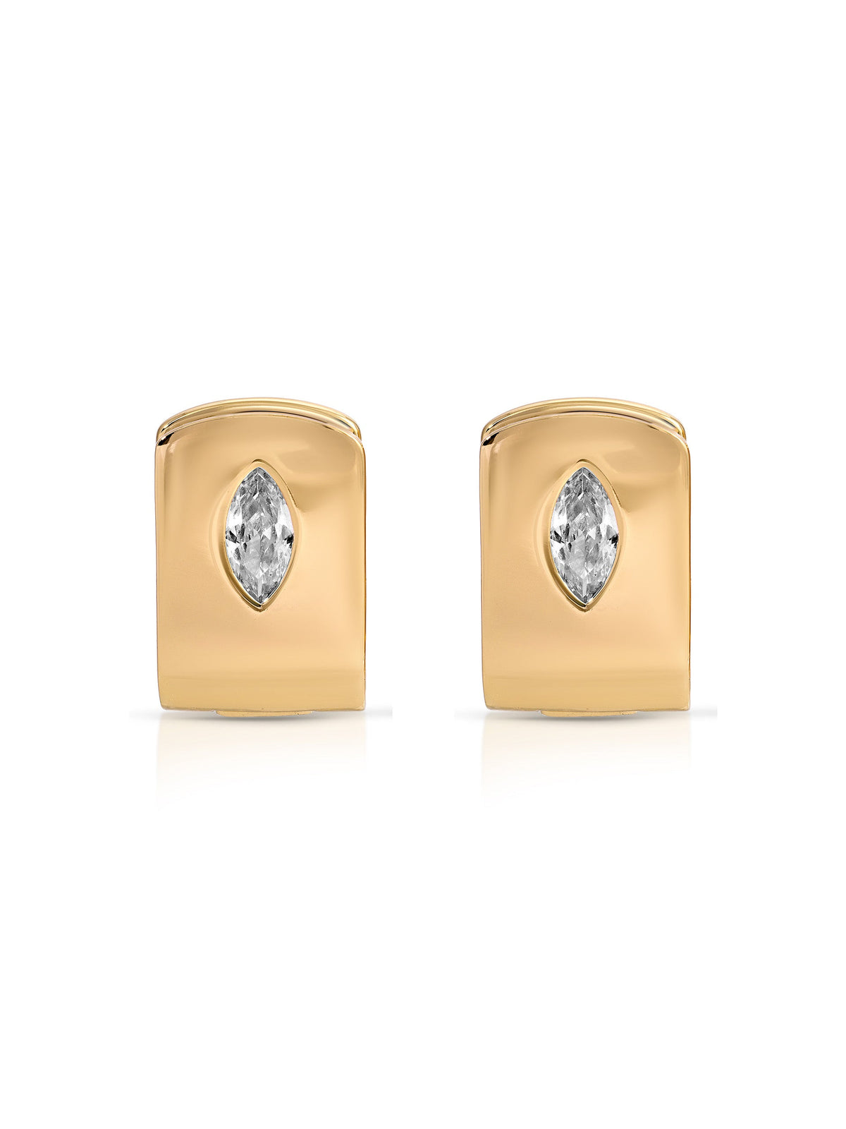 Marquise Crystal Huggies - Clear Crystal with 18k Gold Plating | Ettika