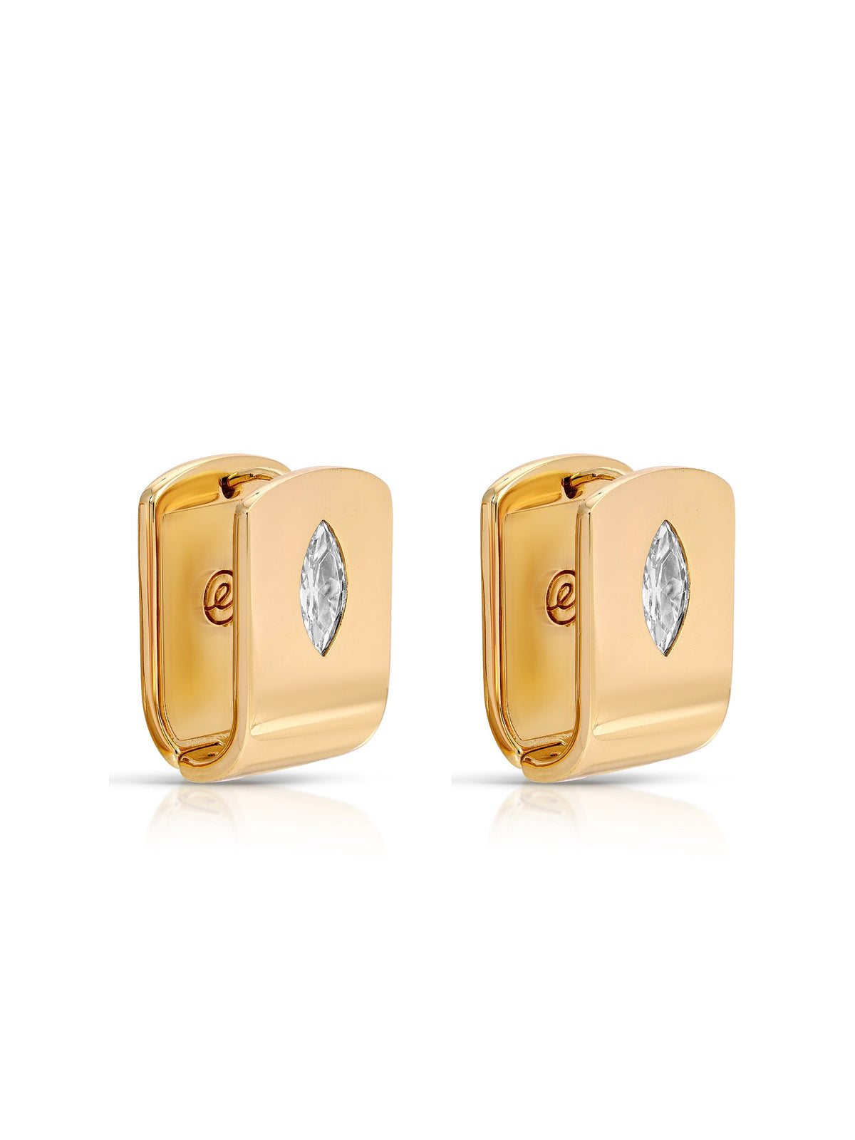 Marquise Crystal Huggies - Clear Crystal with 18k Gold Plating | Ettika
