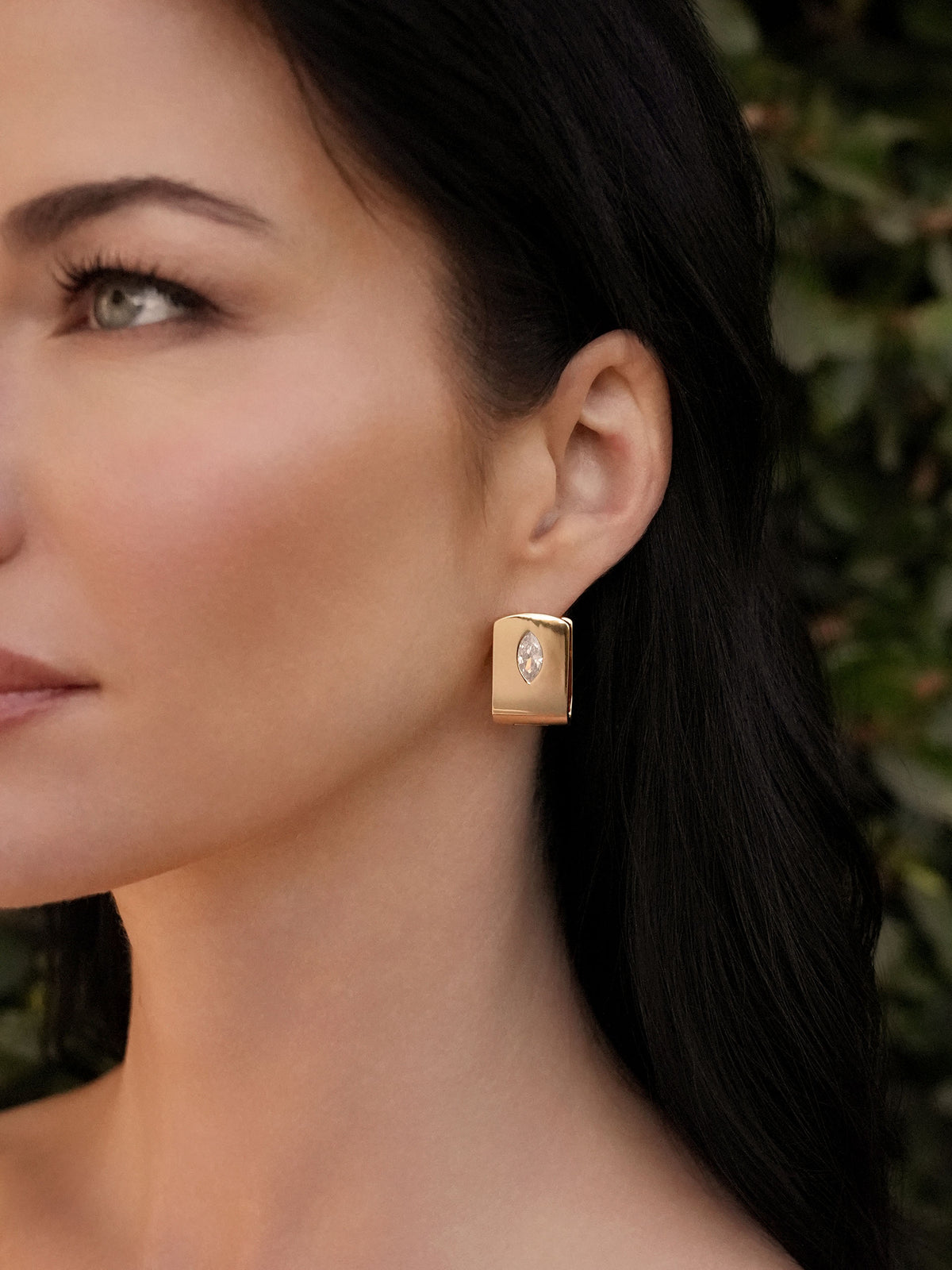 Marquise Crystal Huggies - Clear Crystal with 18k Gold Plating | Ettika