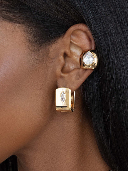 Marquise Crystal Huggies - Clear Crystal with 18k Gold Plating | Ettika