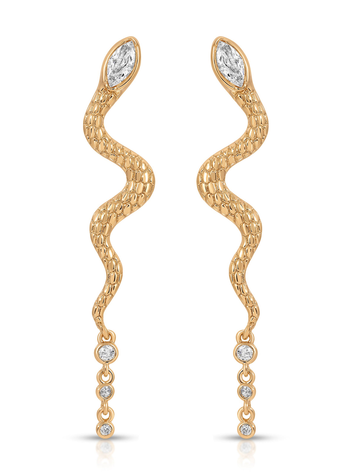 Serpentina Snake Earrings - Clear Crystal with 18k Gold Plating | Ettika