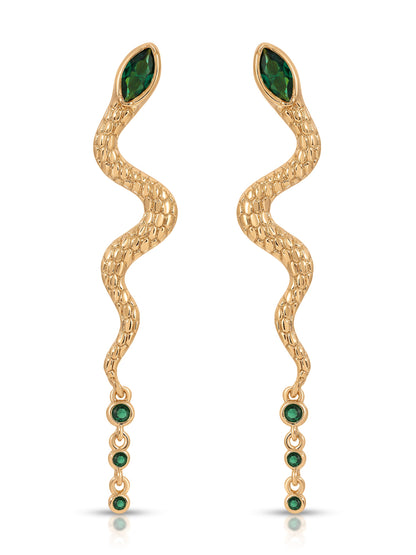 Serpentina Snake Earrings - Clear Crystal with 18k Gold Plating | Ettika