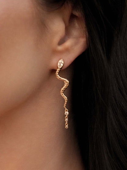 Serpentina Snake Earrings - Clear Crystal with 18k Gold Plating | Ettika
