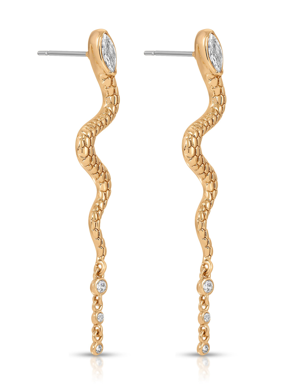 Serpentina Snake Earrings - Clear Crystal with 18k Gold Plating | Ettika