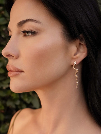 Serpentina Snake Earrings - Clear Crystal with 18k Gold Plating | Ettika