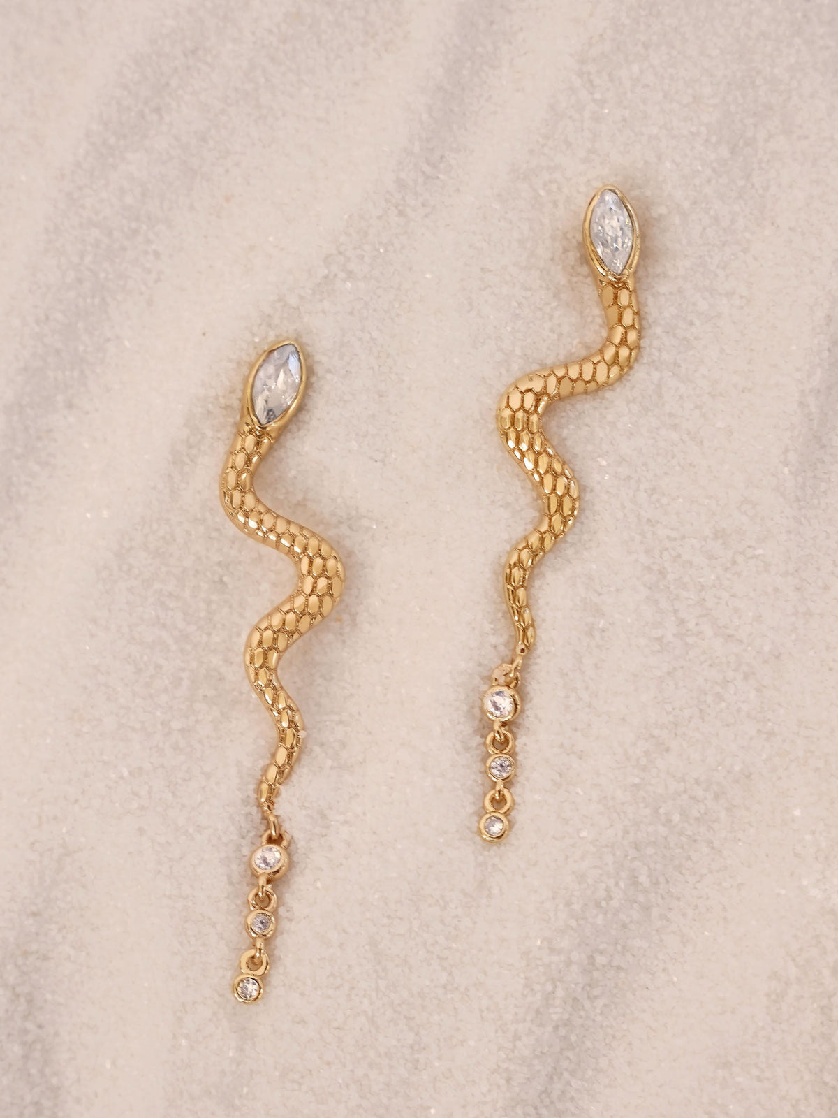Serpentina Snake Earrings - Clear Crystal with 18k Gold Plating | Ettika